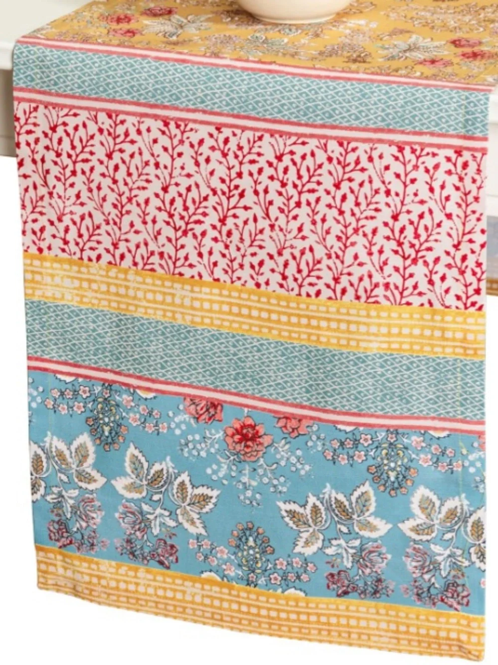 Farmhouse Floral Table Runner 100% Single-Layer 100% Cotton PINK BLUE YELLOW